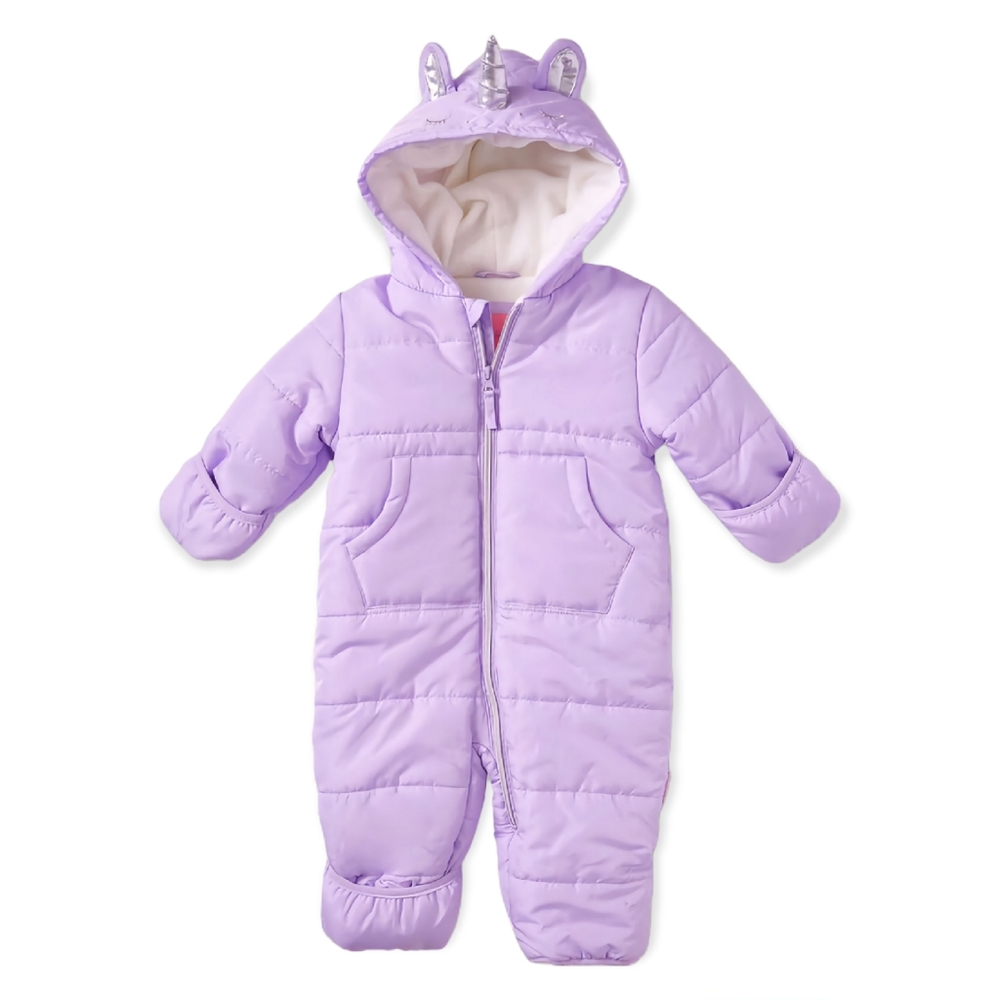 Unicorn Pram Snowsuit Soft Lavender Baby Girls 3-6 Month Full Coat by Wippette
